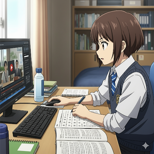 studying anime girl